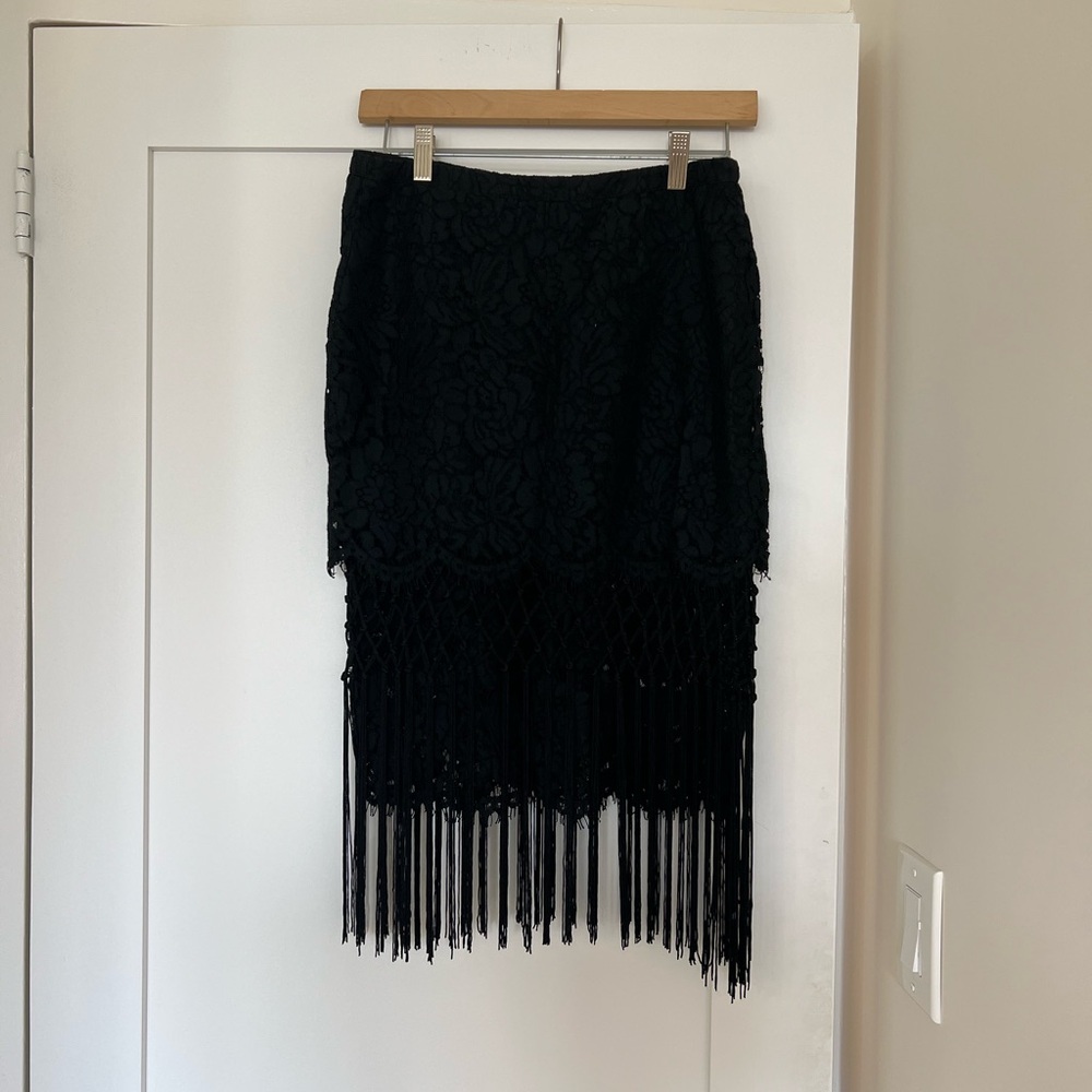Endless Rose Black Tiered Embellished Midi Skirt